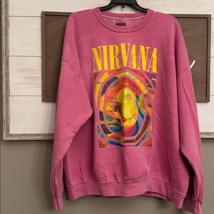 NIRVANA Oversized Pink Smiley Sweatshirt size S/M